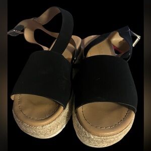 Soda Black Platform Sandals